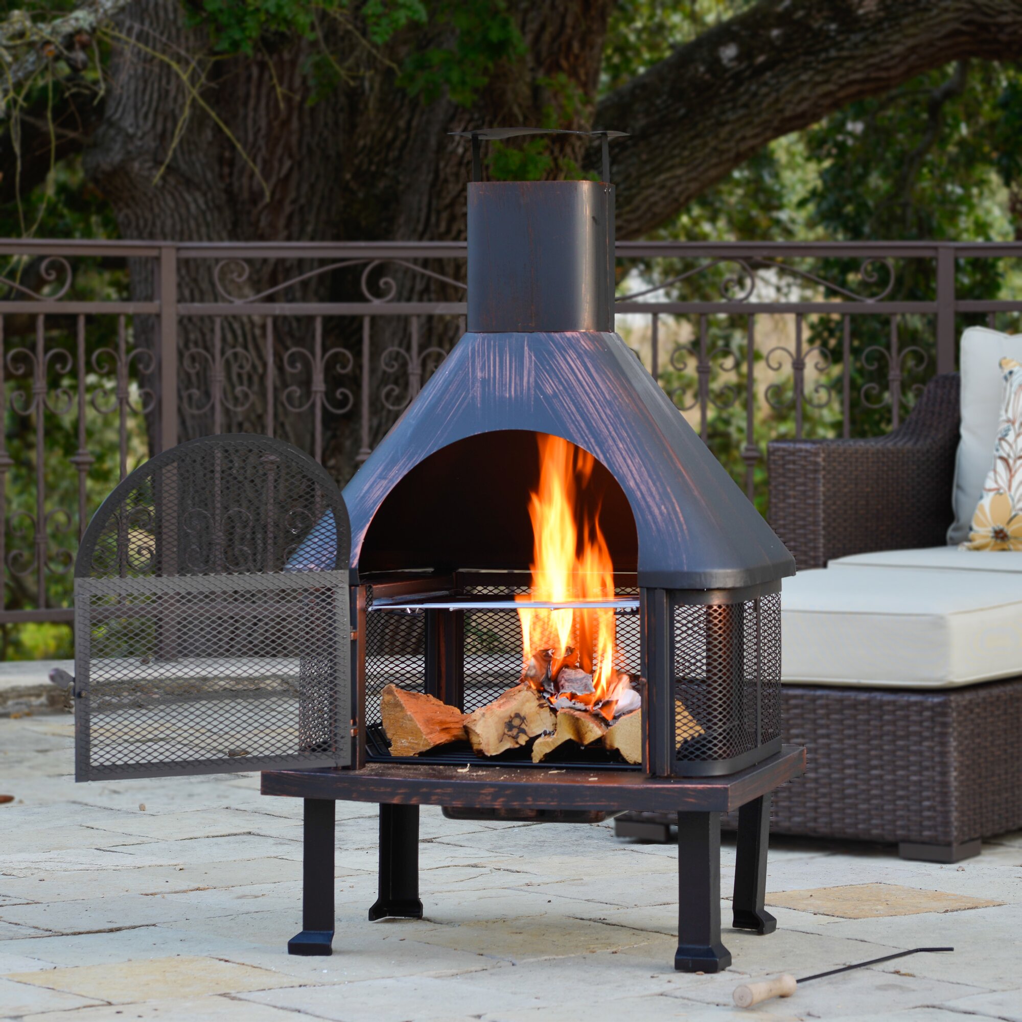 Fuoco Steel Wood Burning Outdoor Fireplace 
